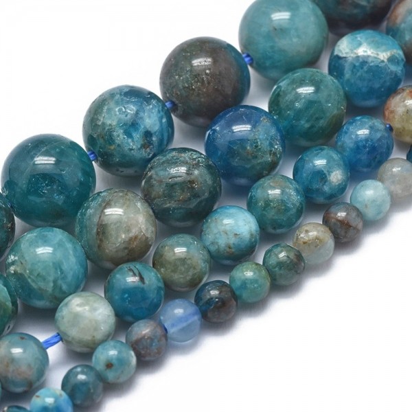 Natürlicher Apatit Perlenstrang 8 mm rund glatt glänzend (ca.49 Perlen / ca. 38 cm Länge)