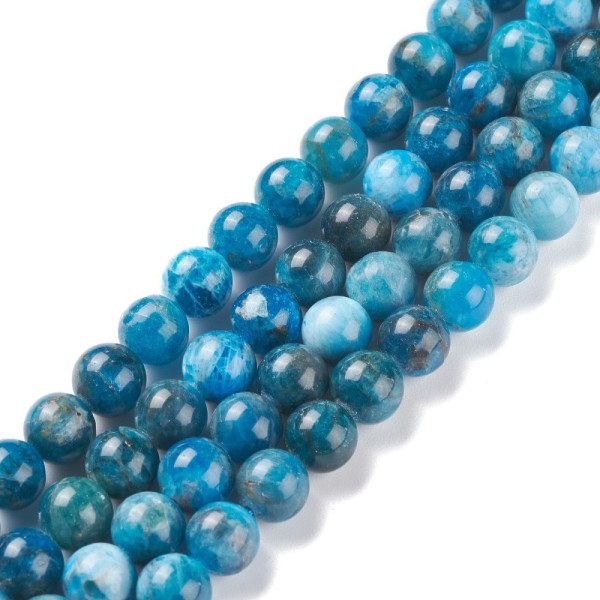 Natürlicher Apatit Perlenstrang rund glatt glänzend 4 mm (ca. 91 Perlen / ca. 39 cm Länge)