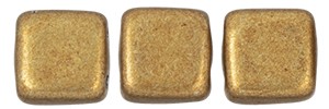 30 hochwertige tschechische Glasperlen 6 x 6 mm doppelt gebohrt metallic goldfarben