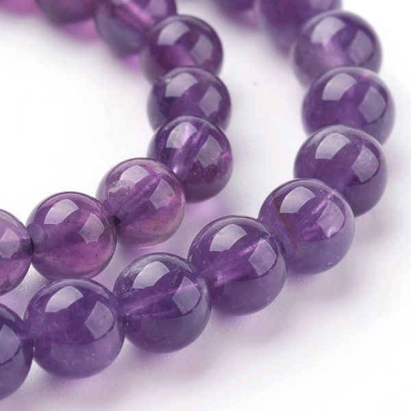 Natürlicher kurzer Halbstrang Amethyst Perlenstrang 6 mm rund glatt glänzend (ca. 32 Perlen / ca. 19