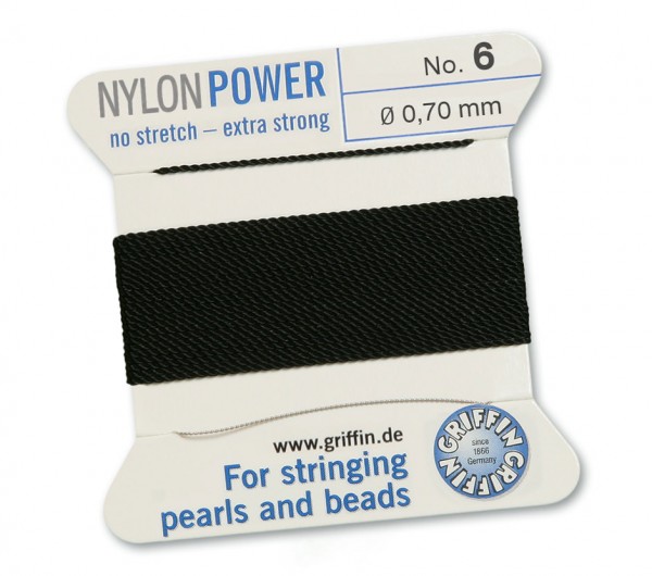 Griffin Perlseide Nylon Power No. 6 schwarz 0,70 mm mit Nadel
