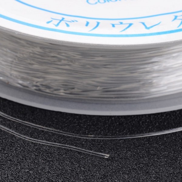 1 Rolle klare elastische dehnbare Kristall Perlenschnur 0,5 mm Länge Rolle: 10 Meter