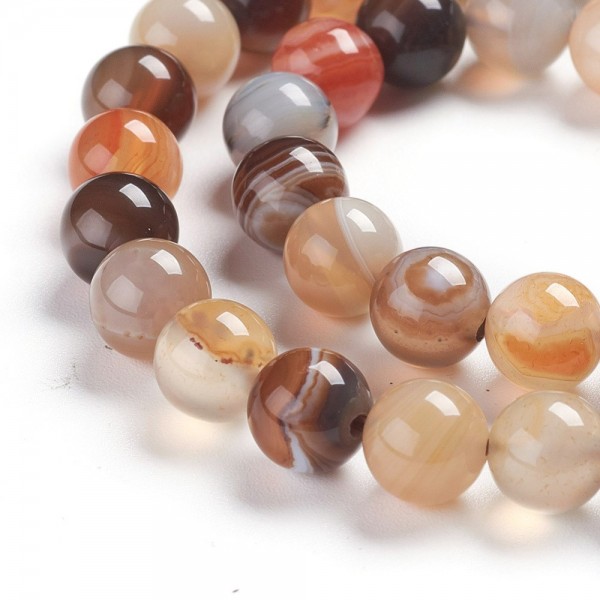 Natürlicher Achat Perlenstrang 8 mm rund glatt glänzend (ca. 47 Perlen / ca. 39 cm Länge)