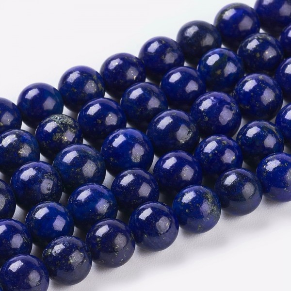 Natürlicher kurzer Lapislazuli Perlenstrang rund glatt 4 mm gefärbt (ca. 44 Perlen / ca. 19 cm Länge