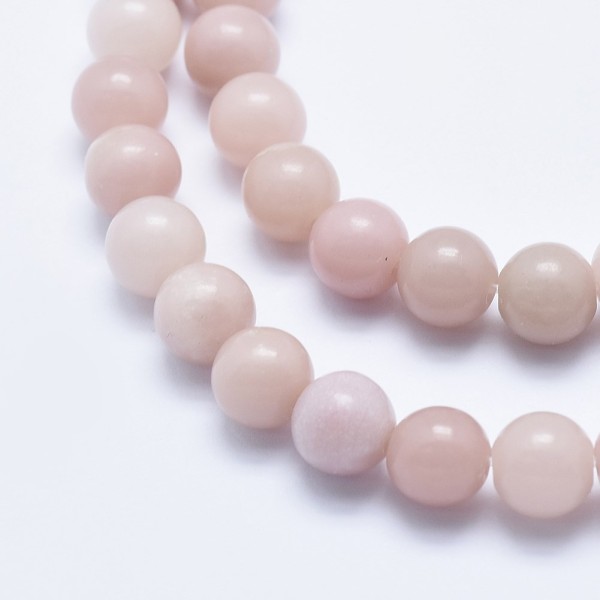 Natürlicher Pink Opal (Andenopal) Perlenstrang 6 mm rund glatt glänzend (ca. 61 Perlen / ca. 39 cm L