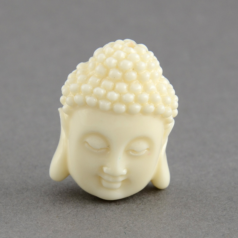 3 buddha perlen aus acryl naturweiß 155 x 11 x 6 mm