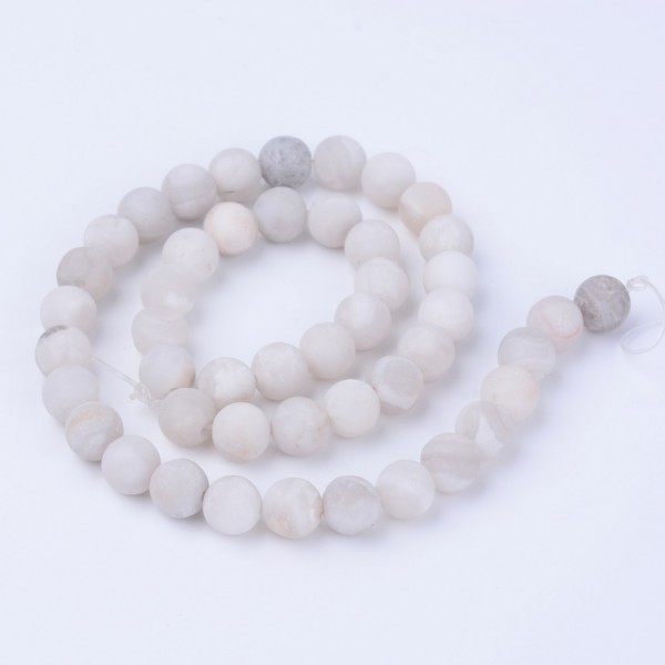Natürlicher matter gefrosteter Achat Perlenstrang 6 - 6,5 mm (ca. 62 Perlen / ca.38 cm Länge)