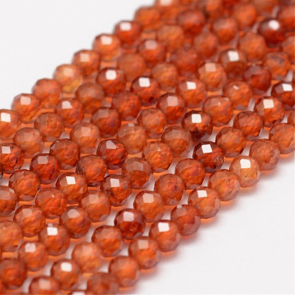 Natürlicher Granat Perlenstrang 3 mm facettiert (ca. 130 Perlen / ca. 39,5 cm Länge)