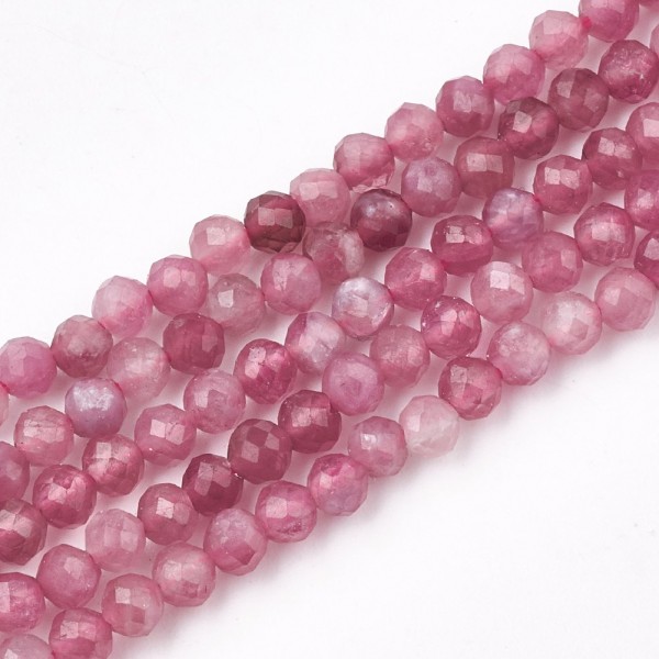 Natürlicher Turmalin Perlenstrang 3 mm facettiert (ca. 120 Perlen / ca. 39 cm Länge)
