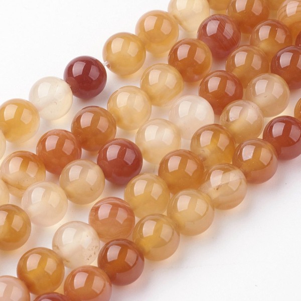 Natürlicher Karneol Perlenstrang 8 mm rund glatt glänzend (ca. 46 Perlen / ca. 38 cm Länge)