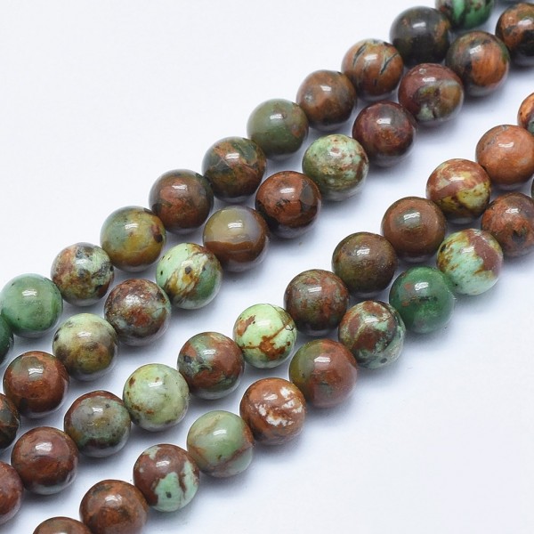 Natürlicher Jade Perlenstrang mit grün türkisem Quarz 6 mm rund glatt glänzend (ca. 61 Perlen / ca.