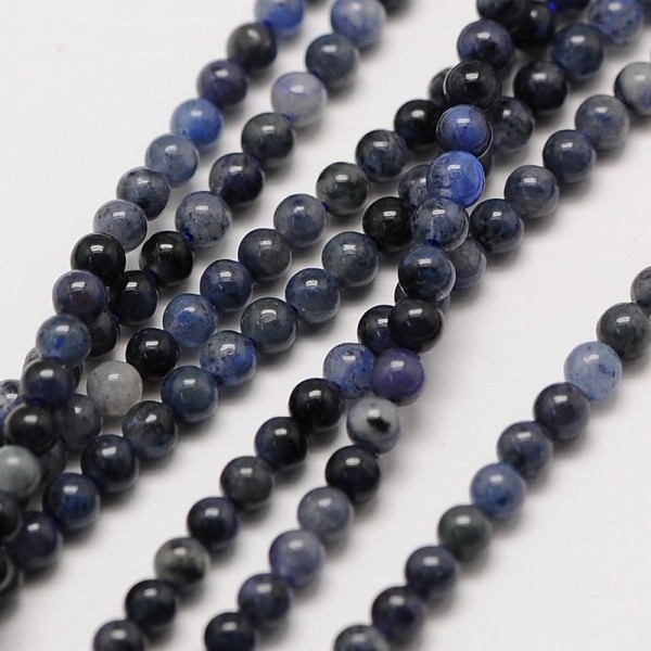 Natürlicher zierlicher Sodalith Perlenstrang rund glatt 2 mm (ca. 184 Perlen / ca. 41,5 cm Länge)