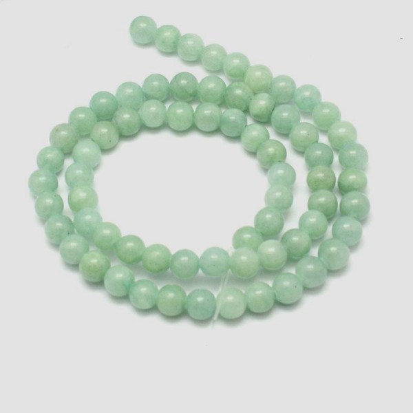 Natürlicher Persischer Jade Perlenstrang 8 mm rund glatt glänzend (ca. 50 Perlen / ca. 40 cm Länge)
