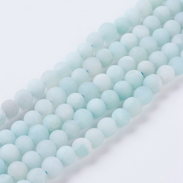 Natürlicher gefrosteter Amazonit Perlenstrang 4 mm (ca. 90 Perlen / ca. 39 cm Länge)