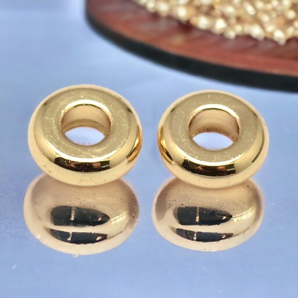 10 Flache runde Metallerlen 4 mm goldfarben Donutperlen Zwischenperlen Spacer