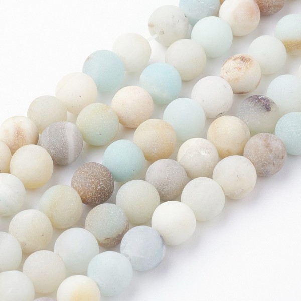 Natürlicher Amazonit Perlenstrang matt gefrostet 6 - 6,5 mm (ca. 60 Perlen / ca. 38 cm Länge)