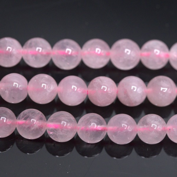 Rosenquarz Halbstrang Perlenstrang 6 mm rund glatt glänzend (ca. 30 Perlen / ca. 18,5 cm Länge)