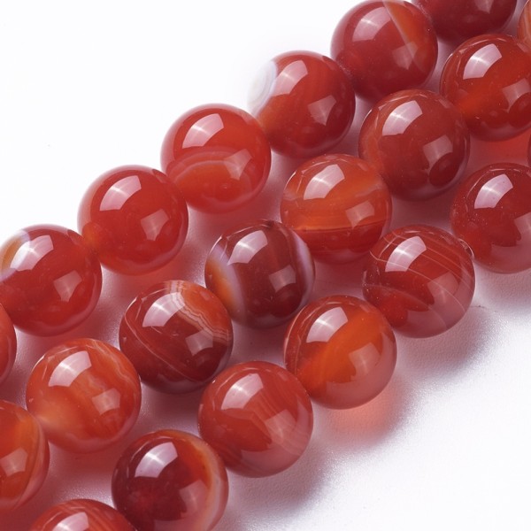 Achat Perlenstrang 6 mm gefärbt rot (ca. 64 Perlen / ca. 38 cm Länge)