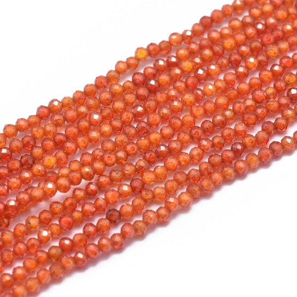 Zirkonia Perlenstrang 2 mm orange facettiert (ca. 160 Perlen / ca 39 cm Länge)