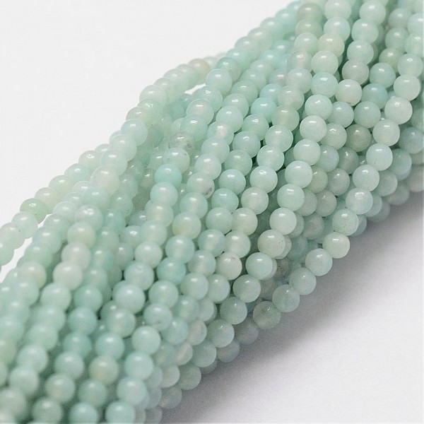 Natürlicher Amazonit Perlenstrang 3 mm rund glatt glänzend (ca. 123 Perlen / ca. 41 cm Länge)