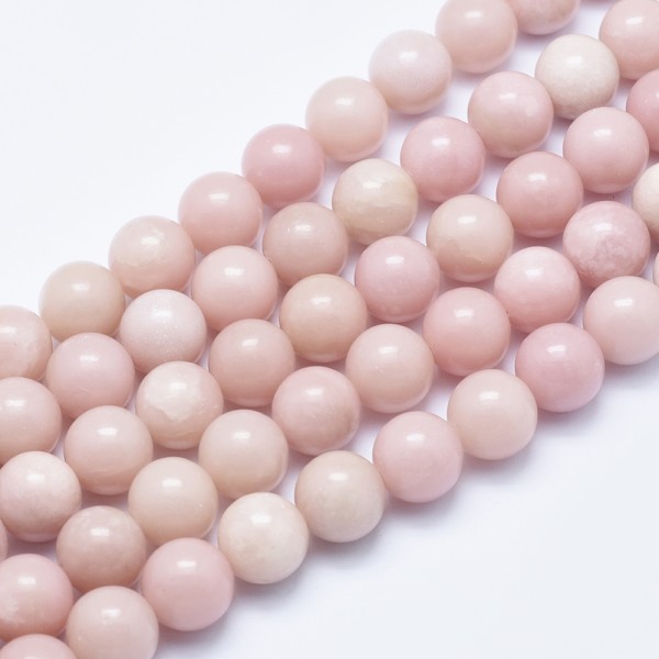Natürlicher Pink Opal (Andenopal) Perlenstrang 6 - 6,5 mm rund glatt glänzend (ca. 60 Perlen / ca. 3