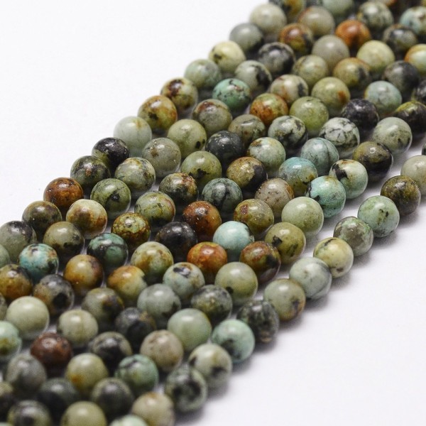 Natürlicher afrikanischer Türkis Perlenstrang rund glatt 6,5 mm (ca. 58 Perlen / ca. 38 cm Länge)