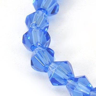 Glasperlen Strang facettiert Doppelkegel blau 6 mm (ca. 55 Perlen)