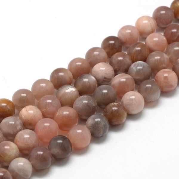 Natürlicher Sonnenstein Perlenstrang rund glatt glänzend 4 - 4,3 mm (ca. 90 Perlen / ca. 40 cm Länge