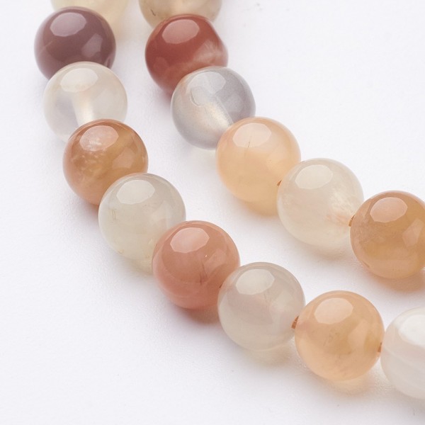 Natürlicher Sonnenstein Perlenstrang 6,5 - 7 mm rund glatt glänzend (ca. 61 Perlen / ca. 38 cm Länge
