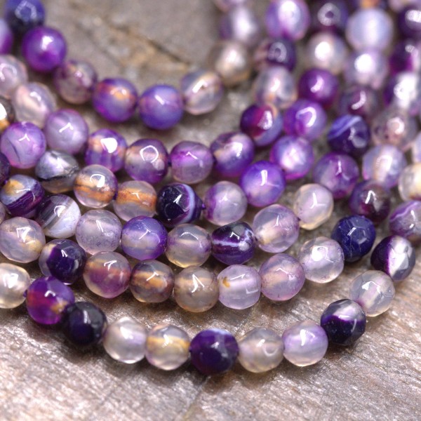 Achat Perlenstrang facettiert gefärbt indigo 4 mm (ca. 90 Perlen / ca. 37 cm Län