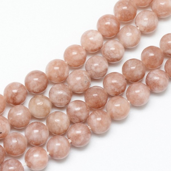 Natürlicher Sonnenstein Perlenstrang 6 mm rund glatt glänzend (ca. 63 Perlen / ca. 37 cm Länge)