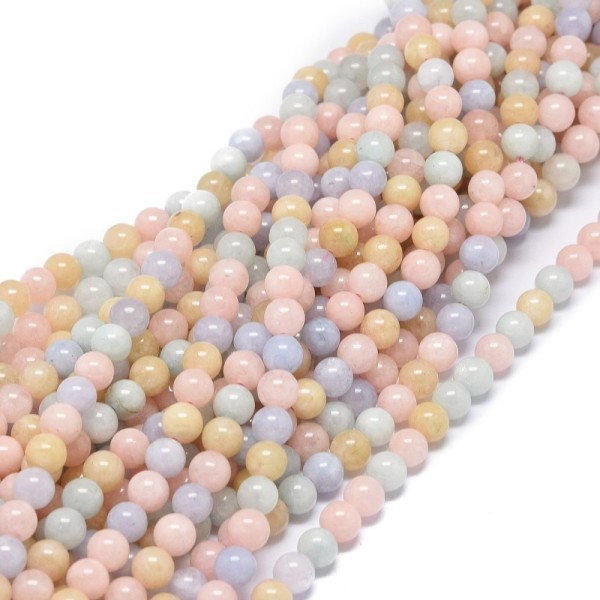 Natürlicher Morganit Perlenstrang 6 - 6,5 mm rund glatt (ca. 60 Perlen / ca. 37 cm Länge)