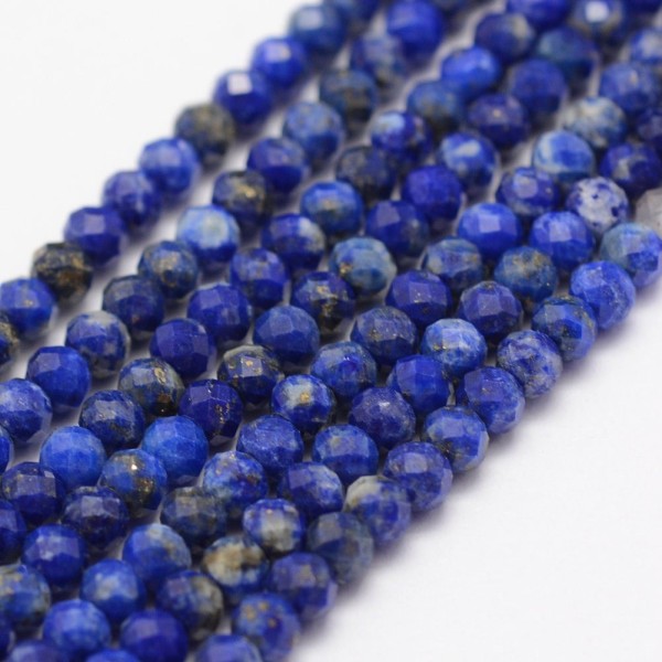 Natürlicher facettierter Lapislazuli Perlenstrang Rondelle 3 x 2 mm (ca.130 Perlen / ca. 40 cm Länge