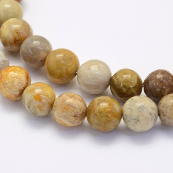 Natürlicher Jaspis Perlenstrang 8 mm in warmen Naturtönen (ca. 46 Perlen / ca. 38 cm Länge)