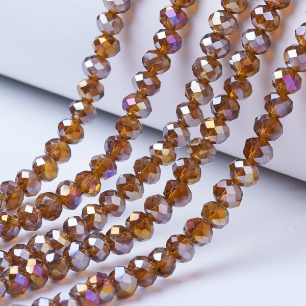Galvanisierter facettierter Glasperlenstrang 3 x 2 mm braun (ca. 165 Perlen / ca. 44 cm Länge)