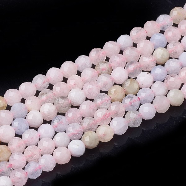 Natürlicher Morganit Perlenstrang 2 mm facettiert (ca. 110 Perlen / ca. 40 cm Länge)