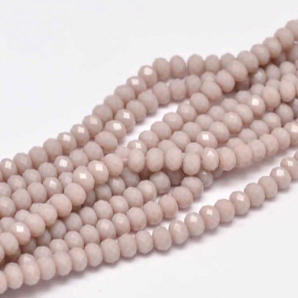 Facettierter Glasperlenstrang rosa 3,5 x 2,5 - 3 mm (ca. 150 Perlen / ca. 38 cm Länge)