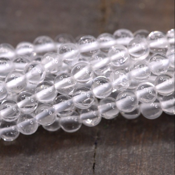 Bergkristall Perlenstrang transparent 3 - 4 mm rund glatt (ca. 36,5 cm Länge)