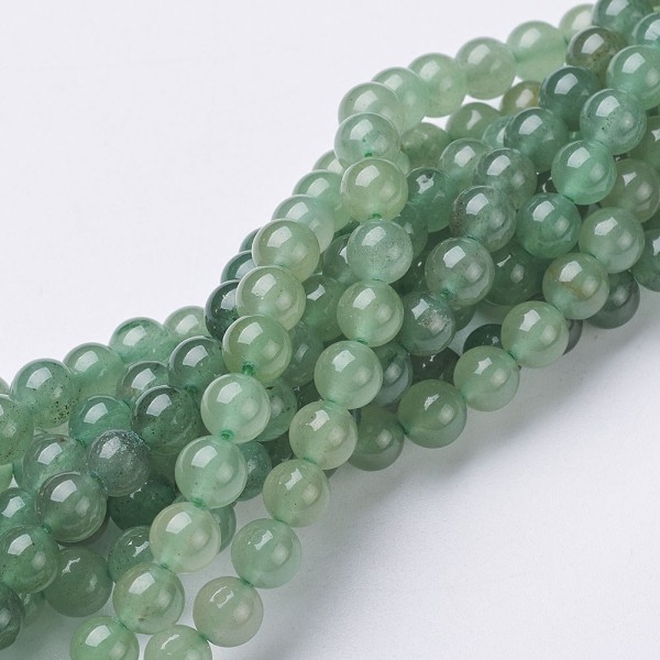 Natürlicher grüner Aventurin Perlenstrang 6 mm (ca. 61 Perlen / ca. 38 cm Länge)