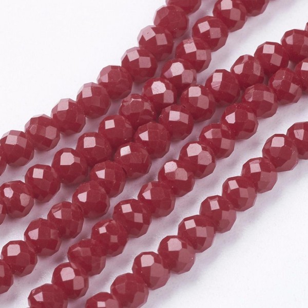 Glasperlen Strang Abakus facettiert rot 4 x 3 mm (ca. 150 Perlen / ca. 38 cm Länge)