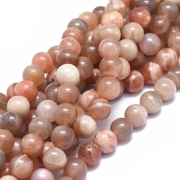 Natürlicher Sonnenstein Perlenstrang 8 mm rund glatt glänzend (ca. 48 Perlen / ca. 38 cm Länge)