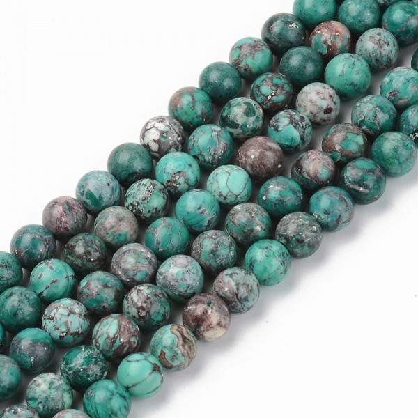 Natürlicher amerikanischer Türkis Perlenstrang 8 mm rund glatt glänzend (ca. 45 Perlen / ca. 38,5 cm
