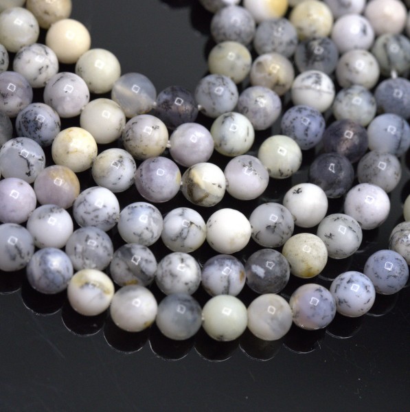 Natürlicher heller afrikanischer Opal Perlenstrang 6,5 - 7 mm rund glatt glänzend (ca. 61 Perlen / c