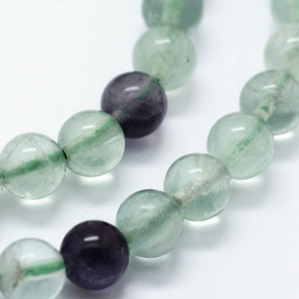 Natürlicher Fluorit Perlenstrang rund glatt 4 mm (ca. 95 Perlen / ca. 37,5 cm Länge)