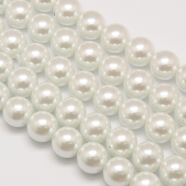 Weisser Glasperlenstrang rund weiß 12 mm (ca. 34 Perlen)