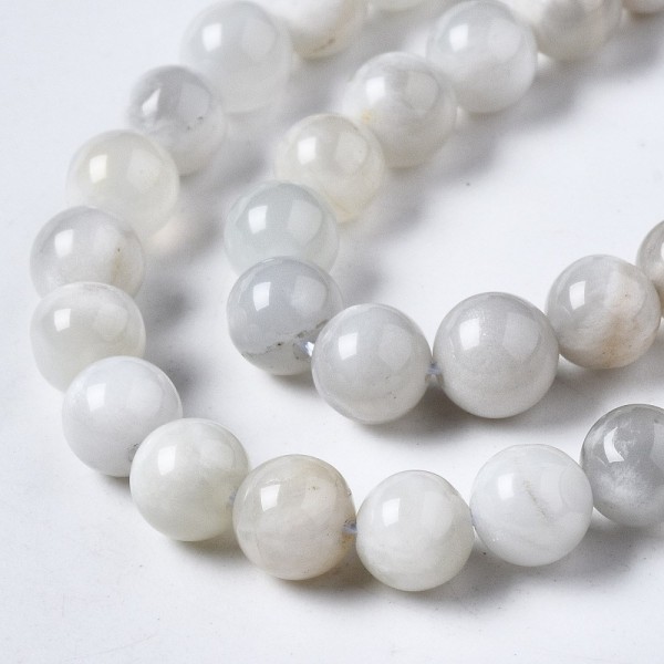 Natürlicher Mondstein Perlenstrang 5,5 - 6,5 mm rund glatt glänzend (ca. 38 Perlen / ca. 38,5 cm Lä