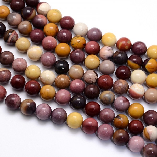 Natürlicher Mookait Perlenstrang rund glatt glänzend 6 mm (ca. 64 Perlen / ca. 38 cm Länge)