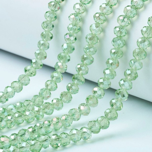 Galvanisierter facettierter Glasperlenstrang grün 3 x 2 mm (ca. 165 Perlen / ca. 44 cm Länge)