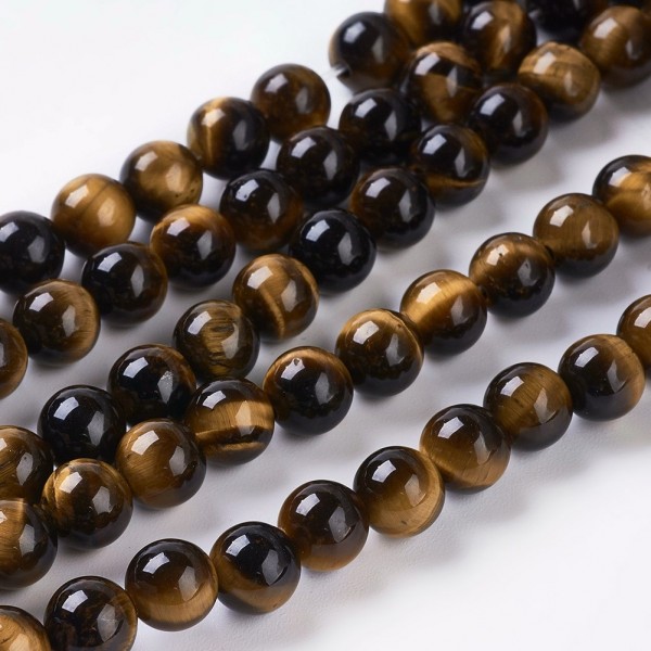 Natürlicher kurzer (Halbstrang) Tigeraugen Perlen 6 mm (ca. 31 Perlen / ca. 19 cm Länge)