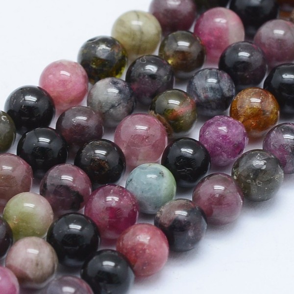Natürlicher Turmalin Perlenstrang 5 - 5,5 mm rund glatt glänzend (ca. 70 Perlen / ca. 39 cm Länge)